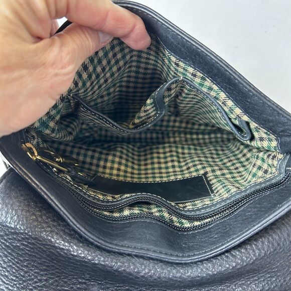 Vintage Ghurka Black Pebble Calfskin Luxury Leather Flap Shoulder Crossbody Bag - Picture 10 of 16